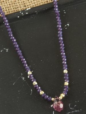 Dorika Damla Kristal Kolye-Mor