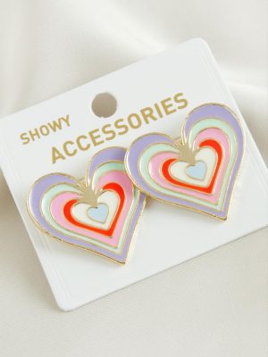 Kalp Yeni Sezon Mineli Küpe-Sarı