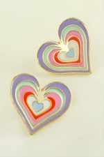 Kalp Yeni Sezon Mineli Küpe-Sarı - Görsel 2