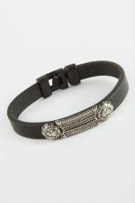 Aslan Kaliteli Suni Deri Bileklik-Siyah