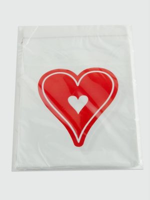 11X17 Kalp Sedef Poşet Paketi 100 Adet-Beyaz