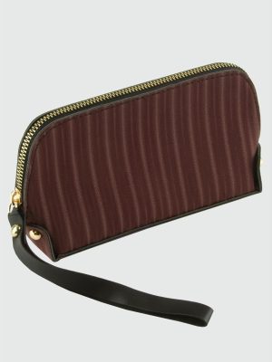 Çizgili Bordo Dikdörtgen Deri Cüzdan-Bordo
