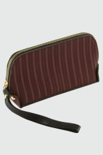 Çizgili Bordo Dikdörtgen Deri Cüzdan-Bordo - Görsel 2