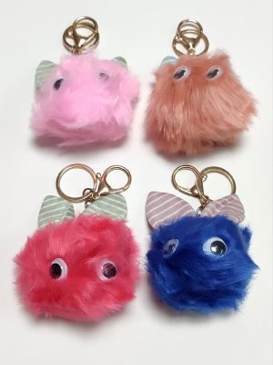 Kulaklı Tüylü Peluş Anahtarlık-Renkli