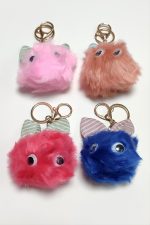 Kulaklı Tüylü Peluş Anahtarlık-Renkli - Görsel 3