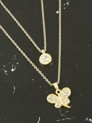 Kelebek Yeni Sezon İkili Kolye-Sarı