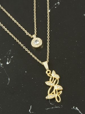 Kelebek Yeni Sezon İkili Kolye-Sarı