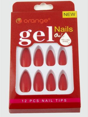 Orange Yapıştırıcılı Jel Takma Tırnak-Kırmızı