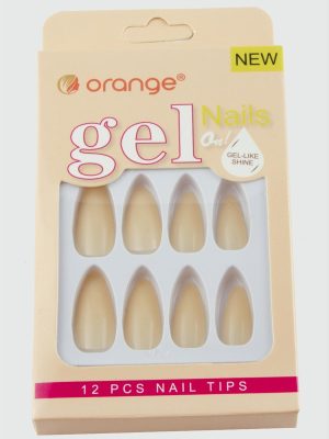 Orange Yapıştırıcılı Jel Takma Tırnak-Krem