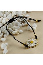 Papatya Figürlü Mineli Bileklik-Altın Rengi - Görsel 2