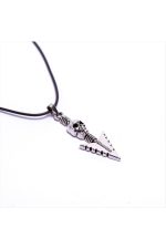 Ok Figürlü Kuru Kafa Vinlex Deri Kolye-Gümüş Rengi - Görsel 3