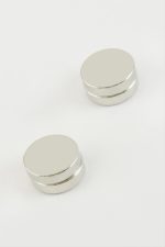 Yuvarlak Mıknatıslı Küpe-Gümüş Rengi - Görsel 2