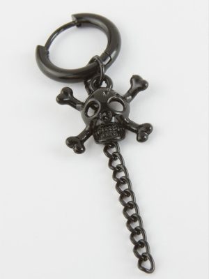 Kuru Kafa Erkek Çelik Küpe-Siyah