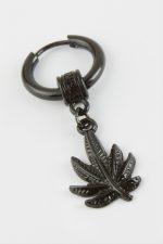 Yaprak Erkek Çelik Küpe-Siyah - Görsel 2