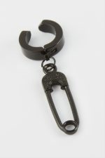 Çengel Erkek Çelik Küpe-Siyah