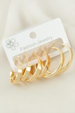 6 Adet Ezme Halka Küpe 2-2,5-3 cm-Sarı