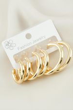 6 Adet Kalın Boru Halka Küpe 2-2,5-3 cm-Sarı - Görsel 2