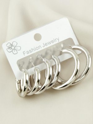 6 Adet Kalın Boru Halka Küpe 2-2,5-3 cm-Sarı