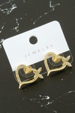 Kalp Kelebek Zirkon Taşlı Küpe-Sarı