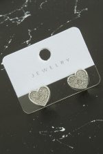 Kalp Zirkon Taşlı Küpe-Gümüş Rengi - Görsel 2