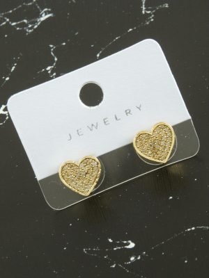 Kalp Zirkon Taşlı Küpe-Gümüş Rengi