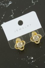 Çiçek Zirkon Taşlı Küpe-Sarı