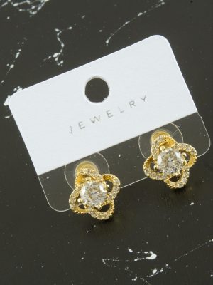 Çiçek Zirkon Taşlı Küpe-Sarı