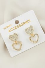 Kalp Yeni Sezon Taşlı Küpe-Gümüş Rengi