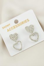 Kalp Yeni Sezon Taşlı Küpe-Gümüş Rengi - Görsel 2