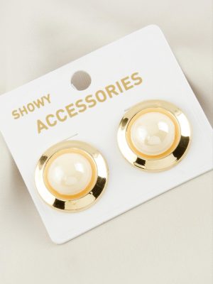 Yuvarlak Yeni Sezon İnci Küpe-Gümüş Rengi