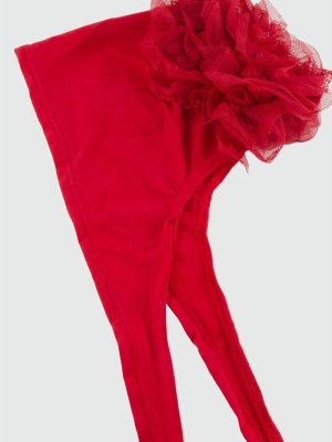 Dikişli Fırfırlı Bone-Kırmızı