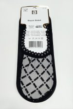 Çarpı Dantel Babet Çorap-Siyah - Görsel 2