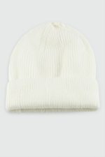 Katlamalı Bayan Bere-Krem - Görsel 2