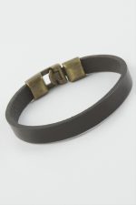 Siyah Suni Deri Bileklik-Siyah - Görsel 2