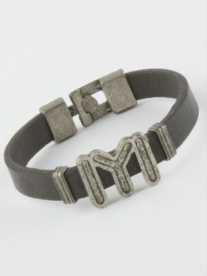 Kayı Boyu Suni Deri Bileklik-Siyah