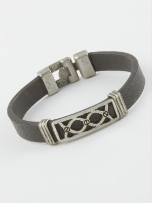 Sonsuzluk Suni Deri Bileklik-Siyah