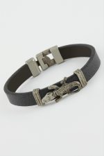 Timsah Suni Deri Bileklik-Siyah - Görsel 2