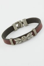 Çift Başlı Kartal Suni Deri Bileklik-Bordo