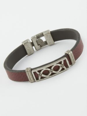 Sonsuzluk Suni Deri Bileklik-Bordo