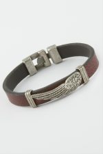 Kanat Suni Deri Bileklik-Bordo - Görsel 2