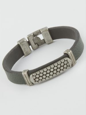 Noktalı Suni Deri Bileklik-Yeşil