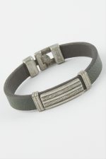 Çizgili Suni Deri Bileklik-Yeşil