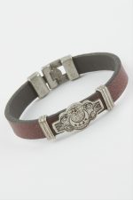 Ay Yıldız Suni Deri Bileklik-Bordo - Görsel 2