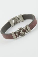 Çift Başlı Kartal Suni Deri Bileklik-Bordo