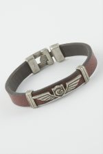 Ay Yıldız Suni Deri Bileklik-Bordo
