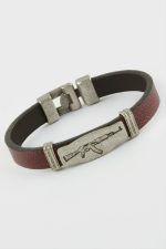 Silah Suni Deri Bileklik-Bordo