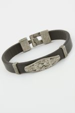 Oval Suni Deri Bileklik-Siyah - Görsel 2