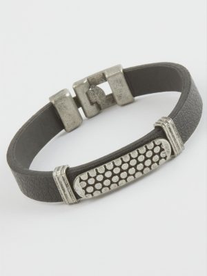 Noktalı Suni Deri Bileklik-Siyah