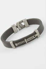 Hançer Suni Deri Bileklik-Siyah