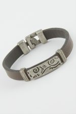 Çini Desenli Suni Deri Bileklik-Kahverengi - Görsel 2